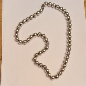 Vintage Sterling Silver Heavy Bead Necklace